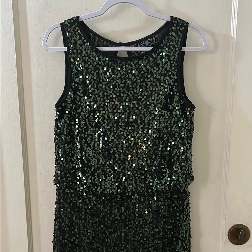Green Sequin Sleeveless Dress